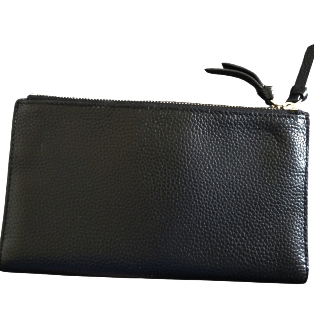 Kate Spade Black Leather Wallet Clutch With 2 Large Zippers - Picture 3 of 4